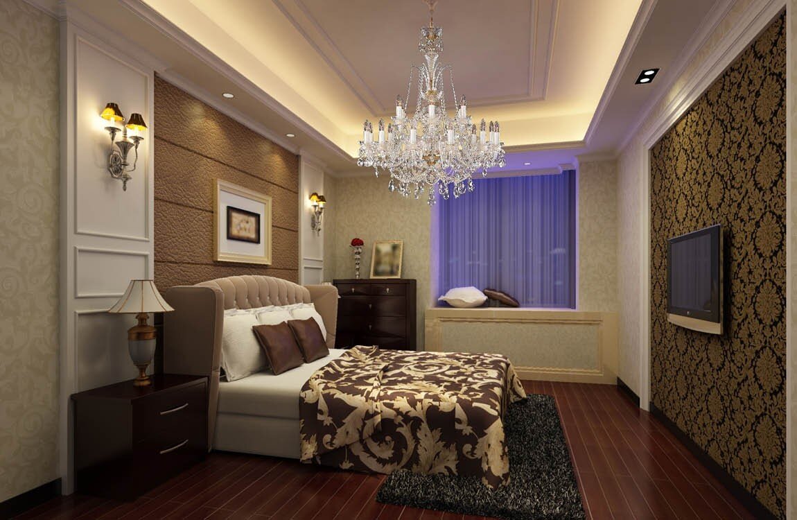 Araña de cristal grande para el dormitorio en estilo glamour EL1101841